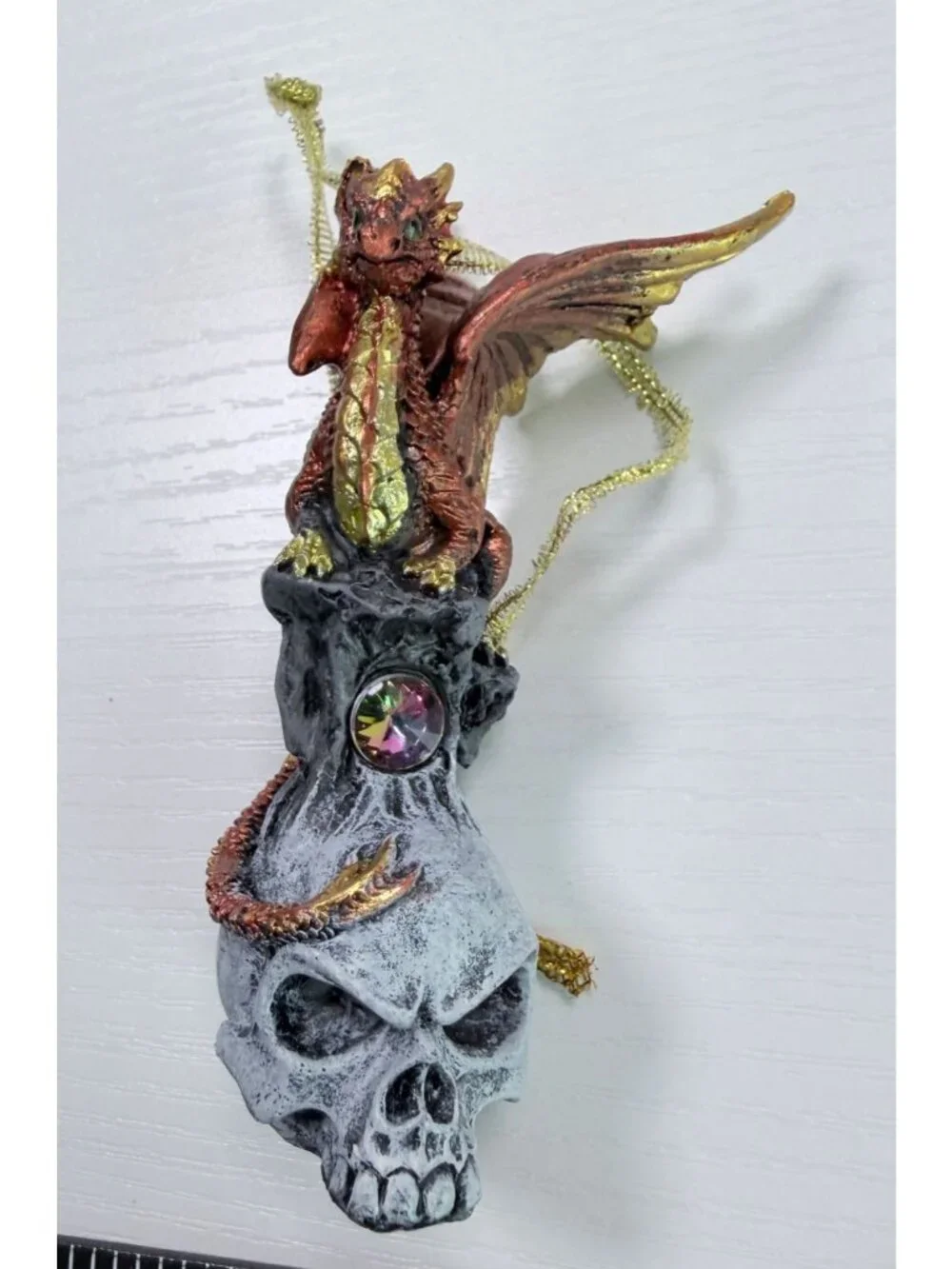Dragon of Skull Hollow Fire Fantasy Ornament Design Toscano Gothic Skull Base